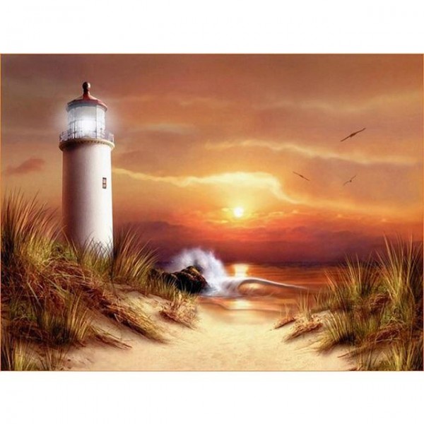 Light House Sunset Painting