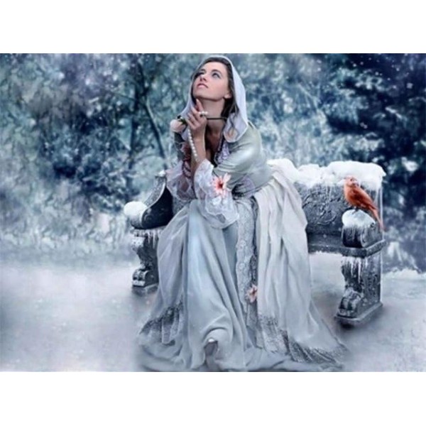 Beautiful Girl Snow Winter - Diamond Painting