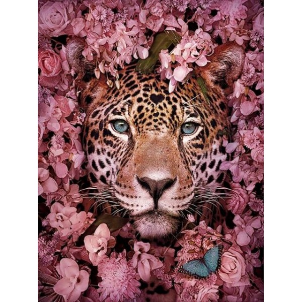 Leopard In Pink Flowers
