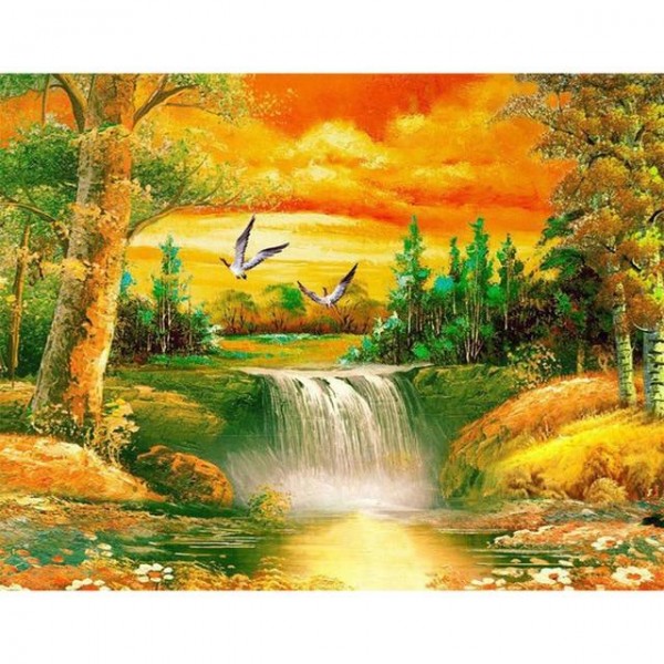 Waterfall Sunset - Best Diamond Painting Kits