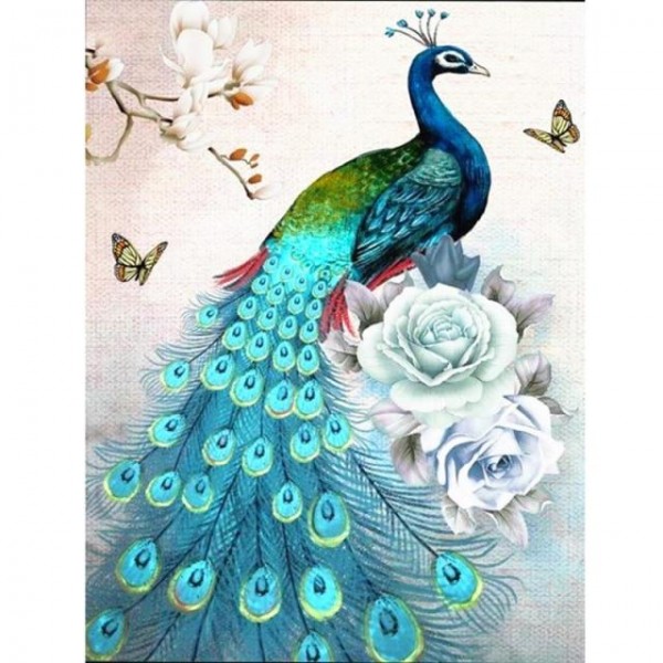 Blue Flower Peacock - Best Diamond Painting