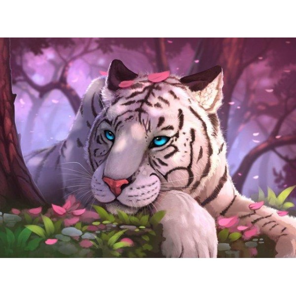 Blue Eyed White Tiger - Diamond Art