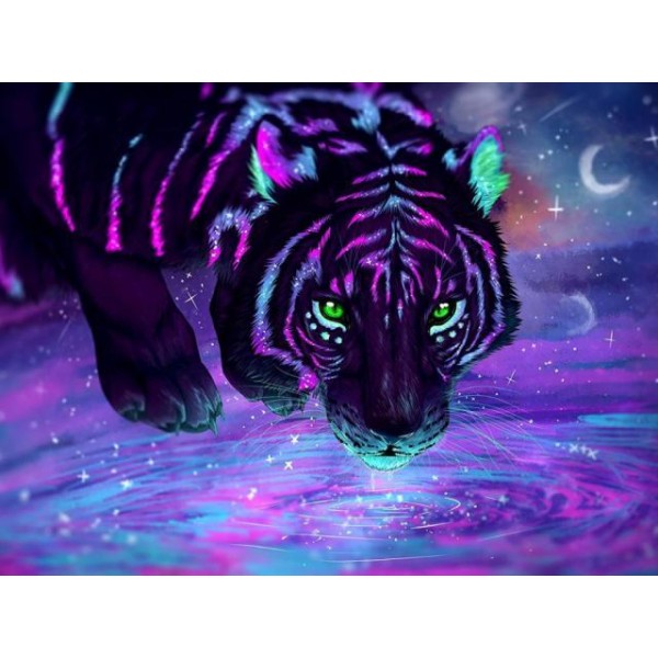 Staring Purple Tiger - DIY Diamond Painting