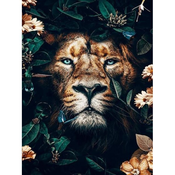 Lion In Leaves - Best Diamond Painting Kit