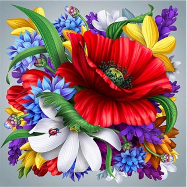 Multi Color Flowers - 5D Diamond Art