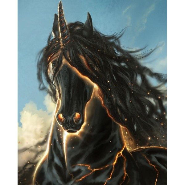 Black Alluring Unicorn - Diamond Paint