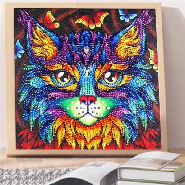 Colorful Cat Special Shape Diamond Painting