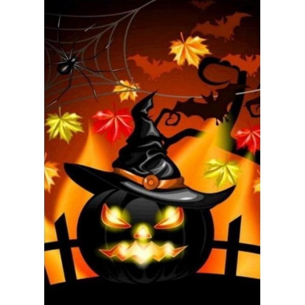 Mr. Black Halloween Pumpkin - Diamond Painting