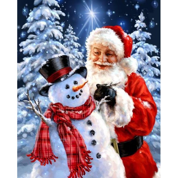 Santa And Snowman 5D Diamond Art