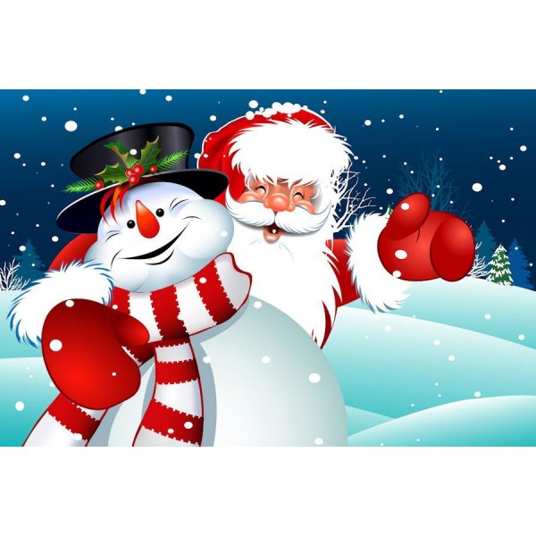 Happy Santa & Snowman - Christmas Diamond Art