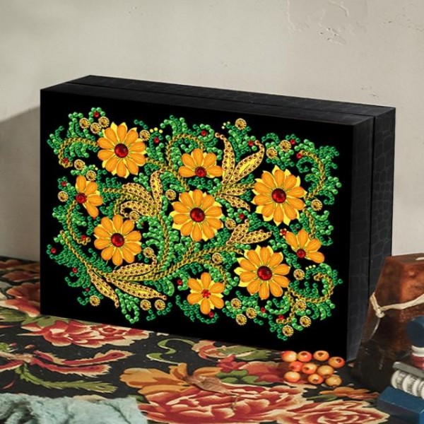 Yellow Flowers Special Shaped Diamond Painting Jewelry Box / Storage b