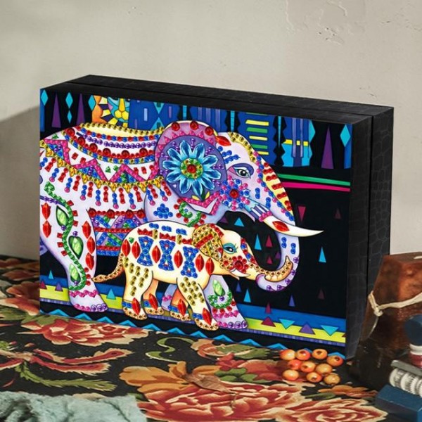 Colorful Elephant Diamond Painting Jewelry Box / Storage box