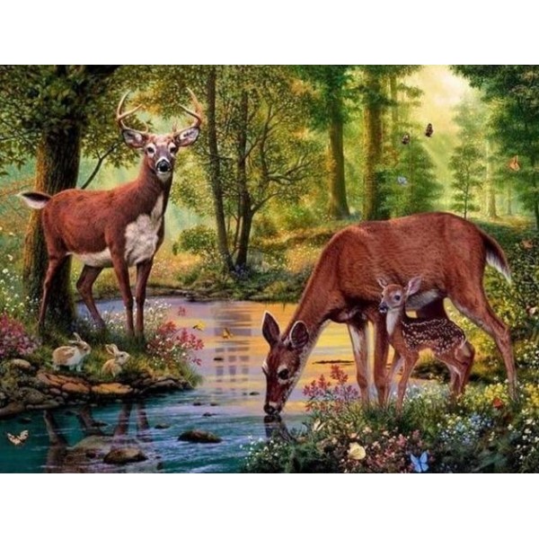 Beautiful Deer Family Diamond Art