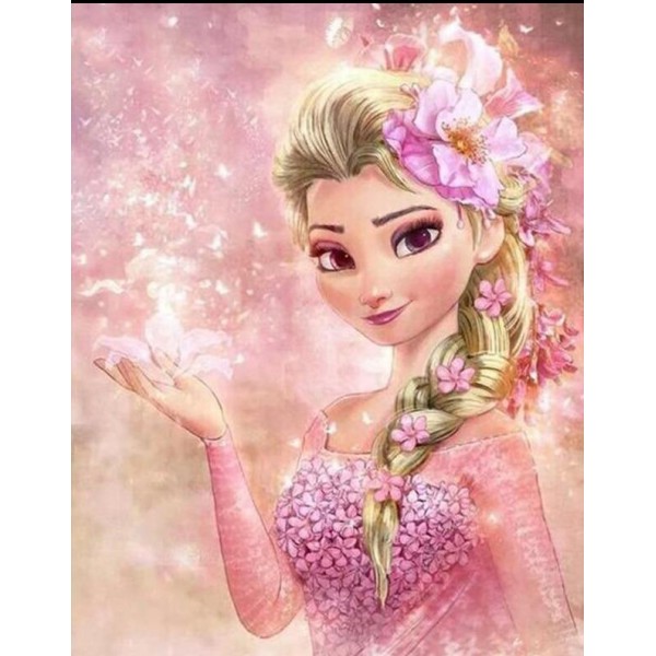Elsa In Pink Dress - Diamond Painting