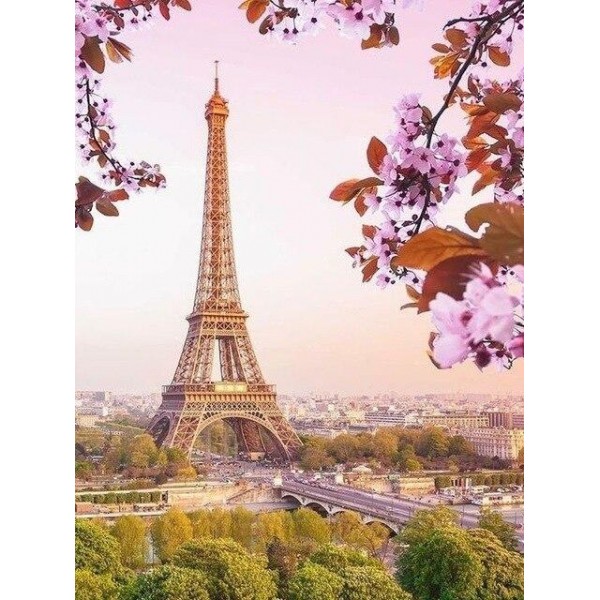 Beautiful Flower Eiffel Tower Diamond Painting Kit