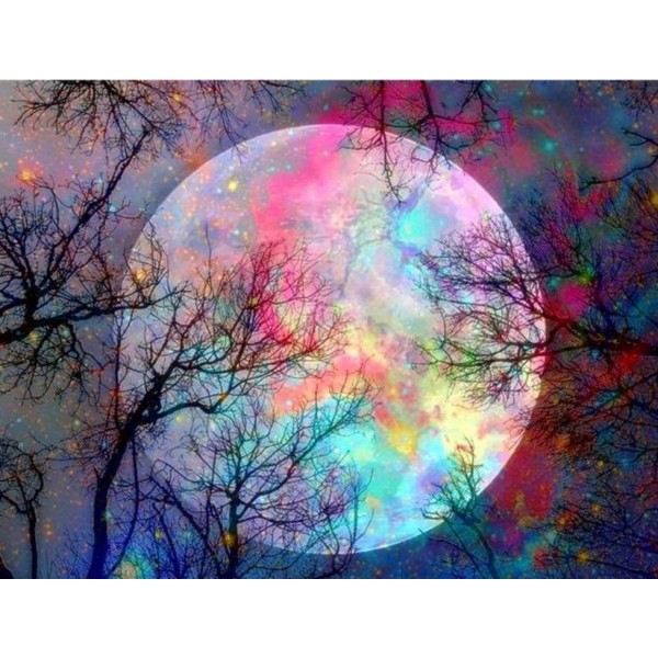 Colorful Full Moon - Best Diamond Painting