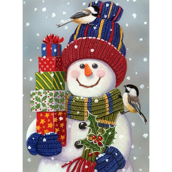 Snowman With Gifts Painting Diamond