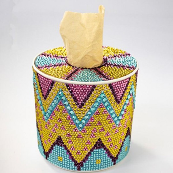 New Multicolor Diamond Painting Roll Cylinder Tissue Box