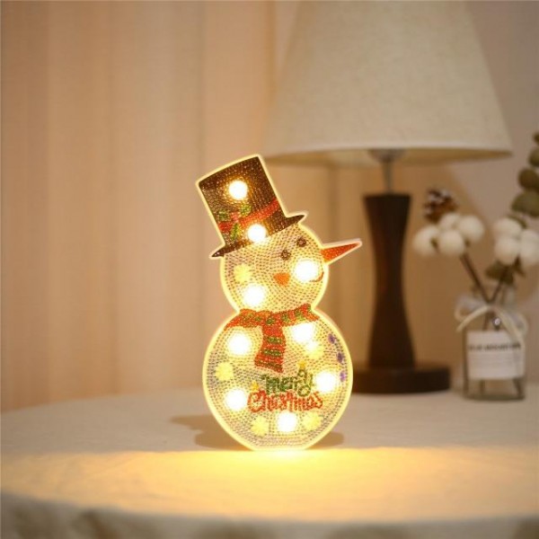New 5D DIY Diamond Painting LED Lamp Light Snowman Special Shaped
