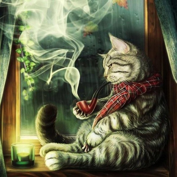 Cat Smoking Cigar - Paint with Diamonds